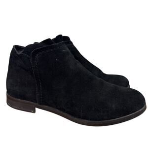 Steve Madden Black Suede Ankle Boots Booties Shoes Leather Side Zip sz 10